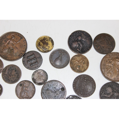 1170 - Qty of assorted interesting copper coins and medallions etc, 19th century and earlier