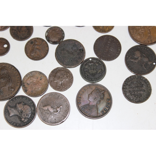 1170 - Qty of assorted interesting copper coins and medallions etc, 19th century and earlier