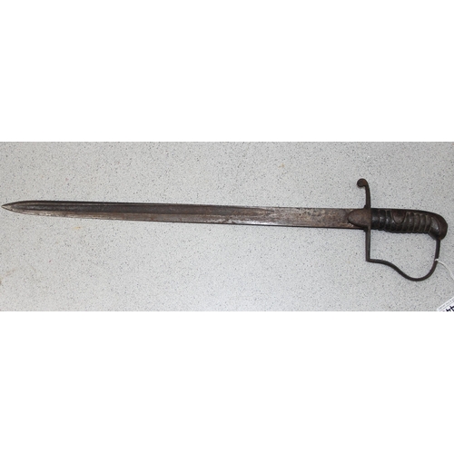 1446 - An antique military short sword with leather wrapped handle and knuckle guard, likely 19th century, ... 