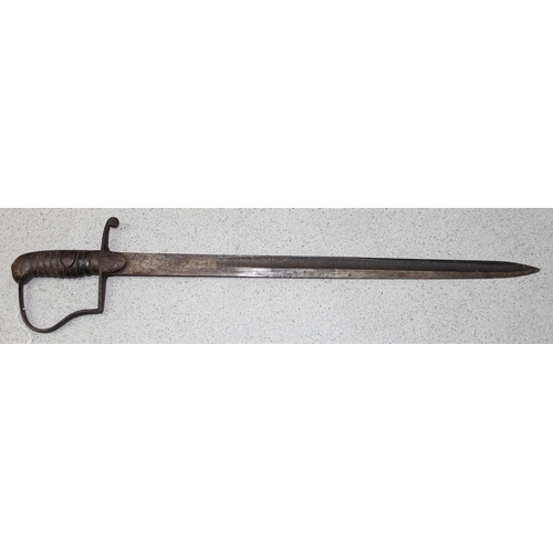 1446 - An antique military short sword with leather wrapped handle and knuckle guard, likely 19th century, ... 