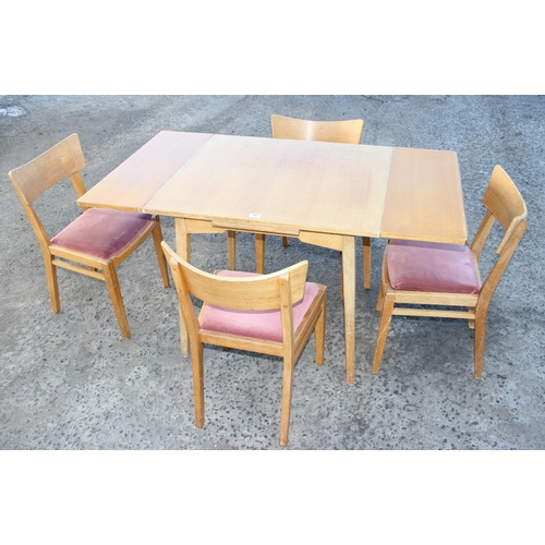 162 - G-Plan E Gomme retro lightwood extending dining table and 4 G-Plan E Gomme dining chairs