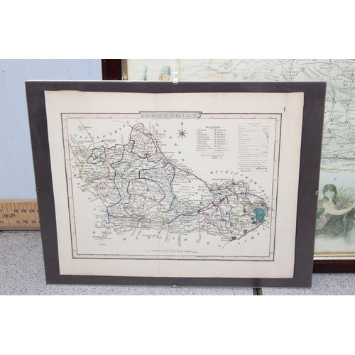 434 - 4 vintage framed maps, Berkshire (2), Buckinghamshire and Hampshire