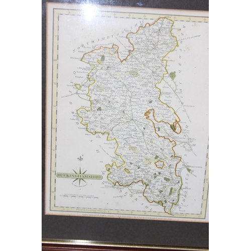 434 - 4 vintage framed maps, Berkshire (2), Buckinghamshire and Hampshire