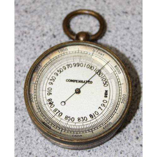 720 - An antique Braham of Bath pocket barometer & another compensated pocket barometer (2)