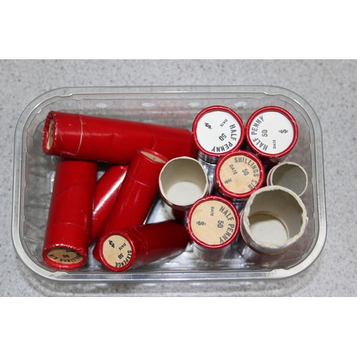 1186 - Qty of assorted British coins, mainly post 1947, and a large qty of assorted cardboard coin rolls, a... 