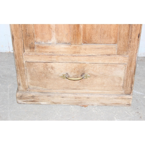 130 - A large Victorian pine hall cupboard with single drawer, approx 198cm tall x 60cm wide