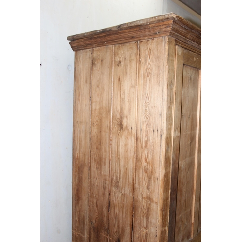 130 - A large Victorian pine hall cupboard with single drawer, approx 198cm tall x 60cm wide