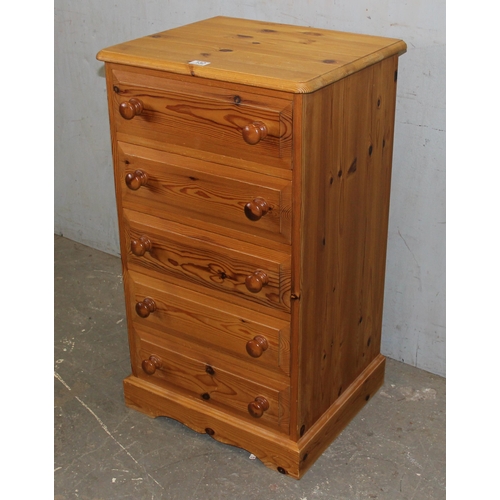 132 - A 20th century pine 5 drawer chest of drawers, approx 92cm tall x 53cm wide