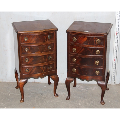 135 - A pair of Georgian style 4 drawer bedside cabinets standing on cabriole legs, approx 75cm tall x 41c... 