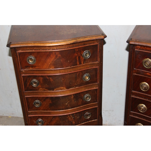 135 - A pair of Georgian style 4 drawer bedside cabinets standing on cabriole legs, approx 75cm tall x 41c... 