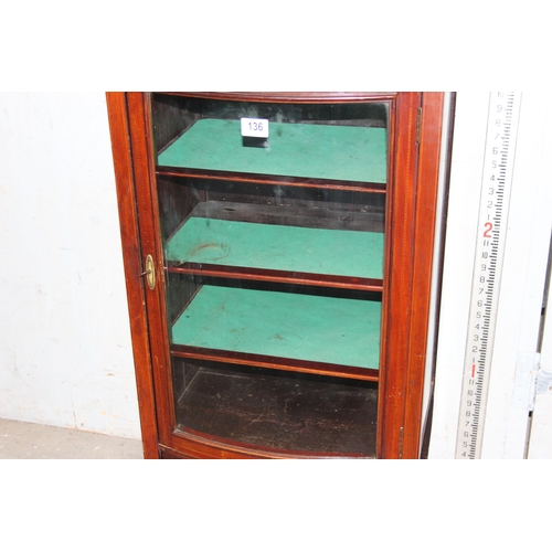 136 - An Edwardian glazed display cabinet or bookcase with key