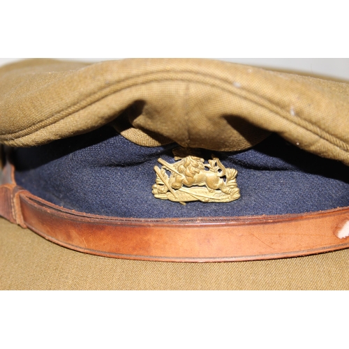 1436 - WW2 period officers cap and badge with related facsimile paperwork named to Lt Colonel James Frederi... 