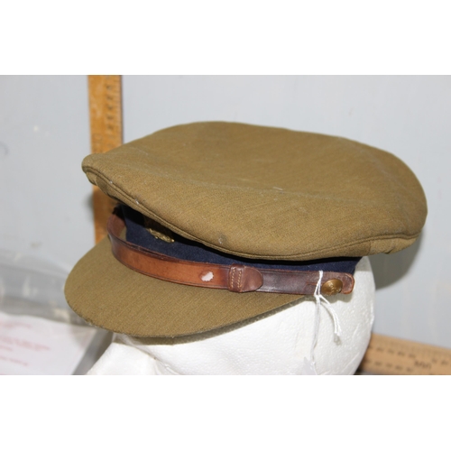 1436 - WW2 period officers cap and badge with related facsimile paperwork named to Lt Colonel James Frederi... 