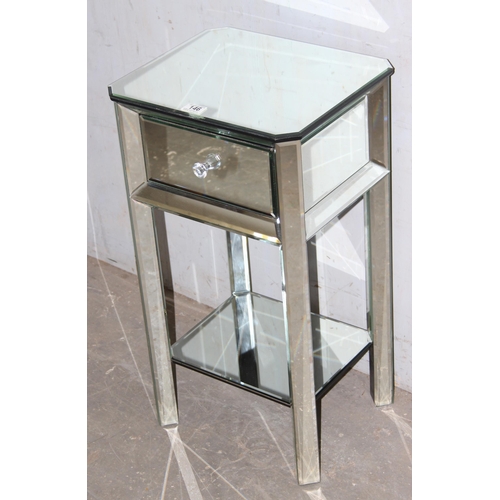 146 - Mirrored bedside table with draw