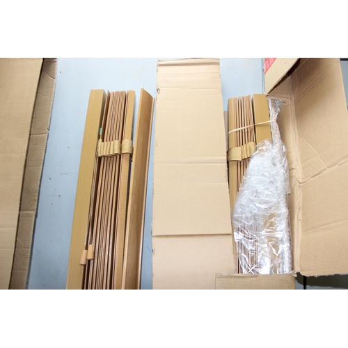 151 - 2 boxed wooden slated drop blinds, approx width 206cm