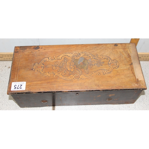 275 - An antique wooden cased music box