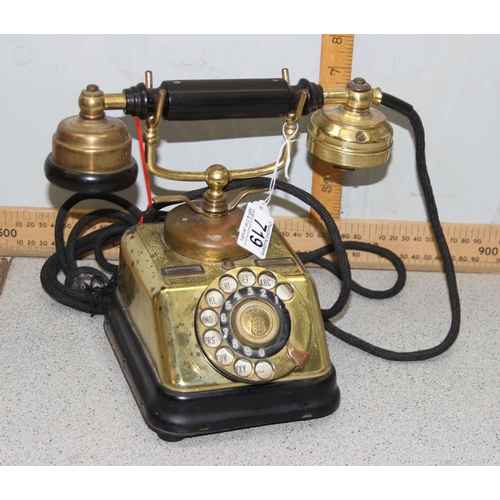 719 - A Vintage Danish brass rotary dial telephone