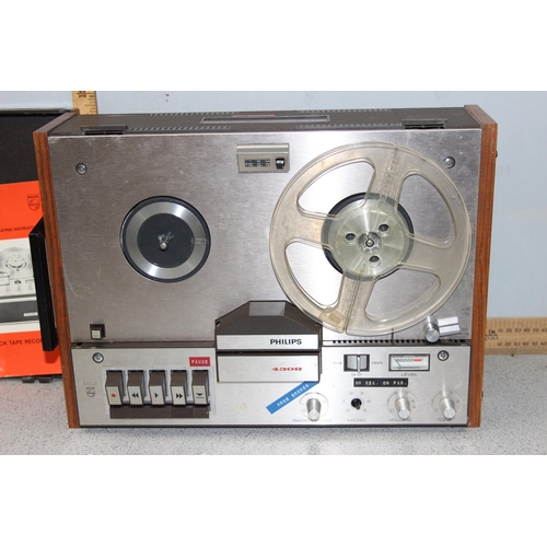 809 - Vintage Philips 4308 reel to reel tape recorder and tapes and accessories etc