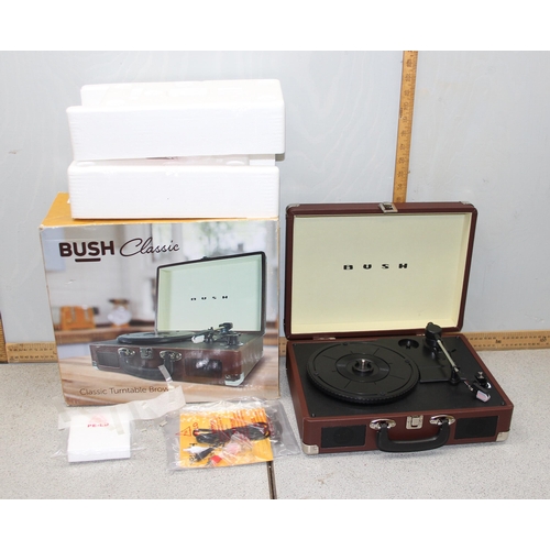 823 - A boxed Bush Classic KTS-601 record turntable in brown