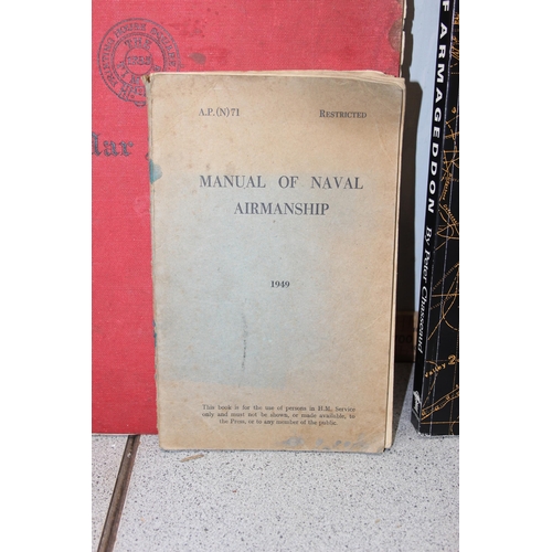 621 - Qty of military related books to inc 1949 Manual of Naval Airmanship, 1943 King's Regulations, Times... 