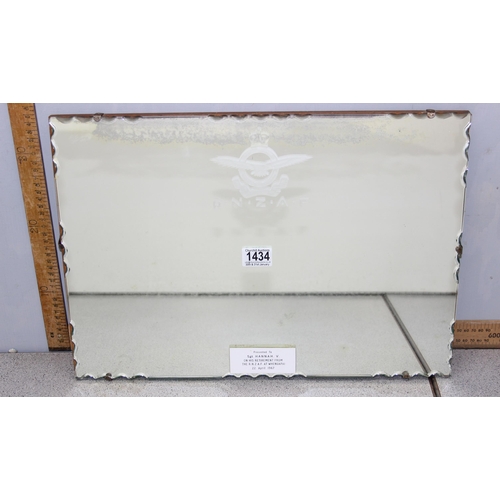 1434 - A retro clip framed mirror with RNZAF (Royal New Zealand Air Force) engraving and applied plaque, Pr... 