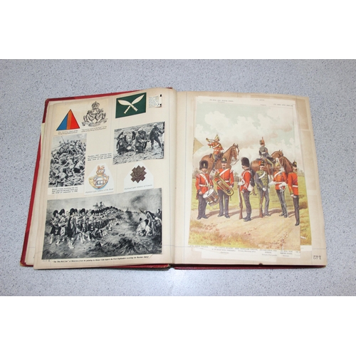 1435 - An early 20th century ledger book containing a large qty of assorted military scraps and cuttings