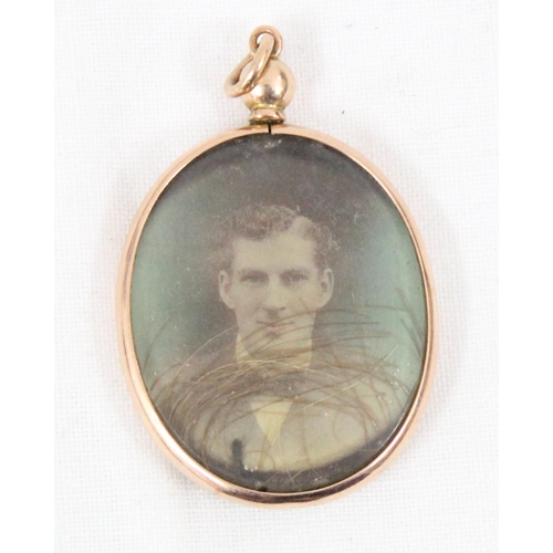 1135 - 9ct gold mounted picture locket, marked for Birmingham 1912, approx 10.68g gross