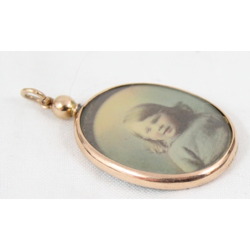 1135 - 9ct gold mounted picture locket, marked for Birmingham 1912, approx 10.68g gross