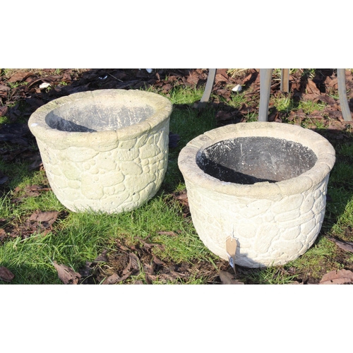 320 - 2 concrete garden planters, approx 40cm in diameter