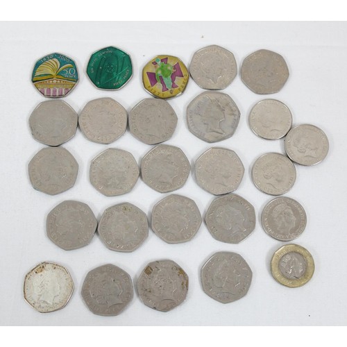 1268 - Qty of assorted £1, 50p & 10p coins with enamel type colourful decoration