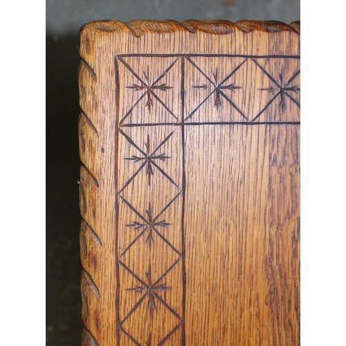 168 - Light oak carved coffee table