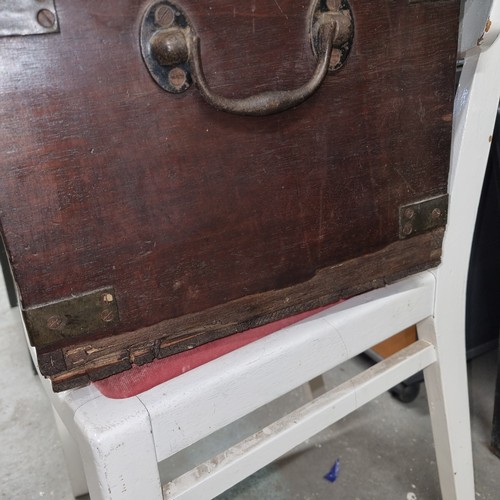 121 - A 19th century brass bound silver chest with wrought iron handles, approx 44cm wide