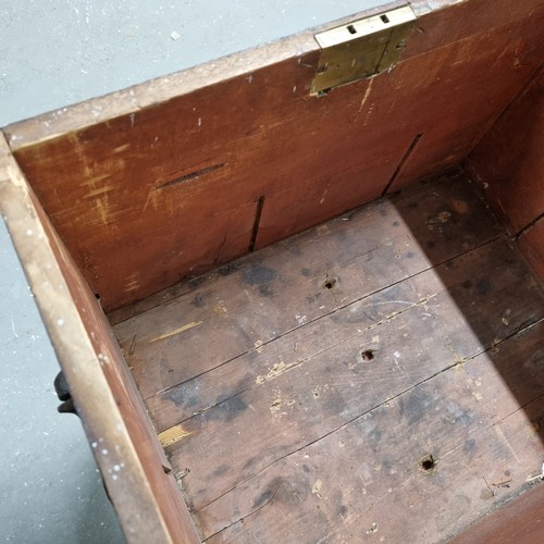 121 - A 19th century brass bound silver chest with wrought iron handles, approx 44cm wide