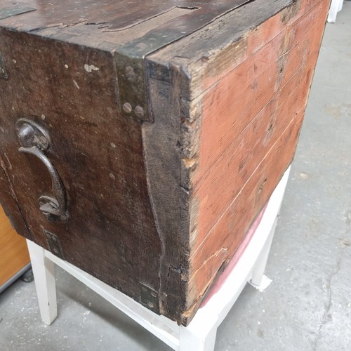 121 - A 19th century brass bound silver chest with wrought iron handles, approx 44cm wide