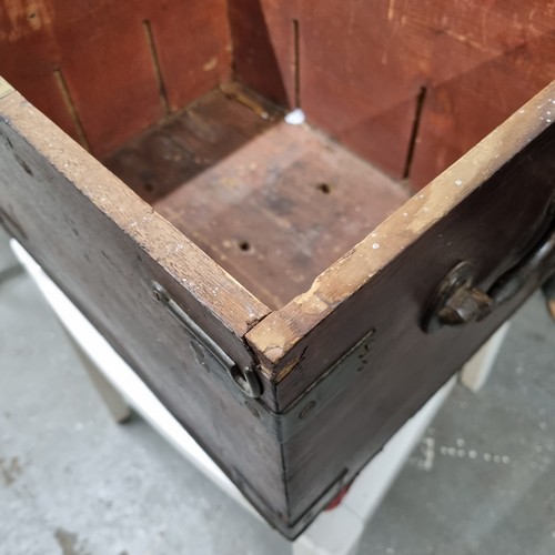 121 - A 19th century brass bound silver chest with wrought iron handles, approx 44cm wide