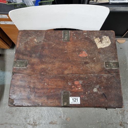 121 - A 19th century brass bound silver chest with wrought iron handles, approx 44cm wide