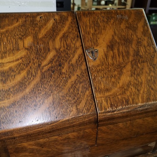 277 - An antique oak desktop stationary or letter box, approx 30cm wide