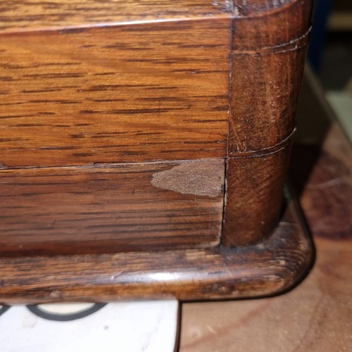 277 - An antique oak desktop stationary or letter box, approx 30cm wide