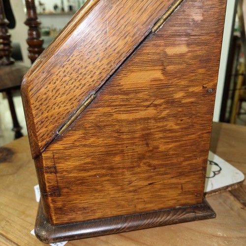 277 - An antique oak desktop stationary or letter box, approx 30cm wide