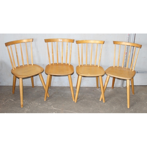 13 - A set of 4 retro Ercol style stick back chairs