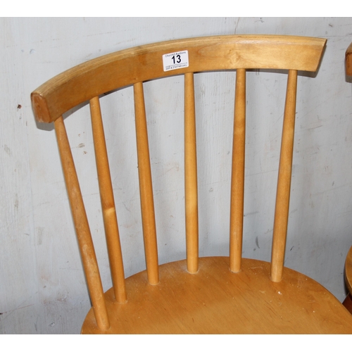 13 - A set of 4 retro Ercol style stick back chairs