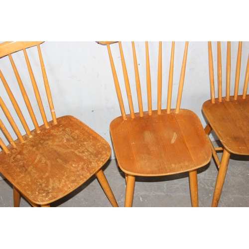 14 - A set of 4 retro Ercol style stick back chairs