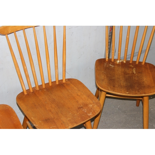 14 - A set of 4 retro Ercol style stick back chairs