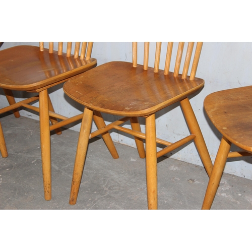 14 - A set of 4 retro Ercol style stick back chairs