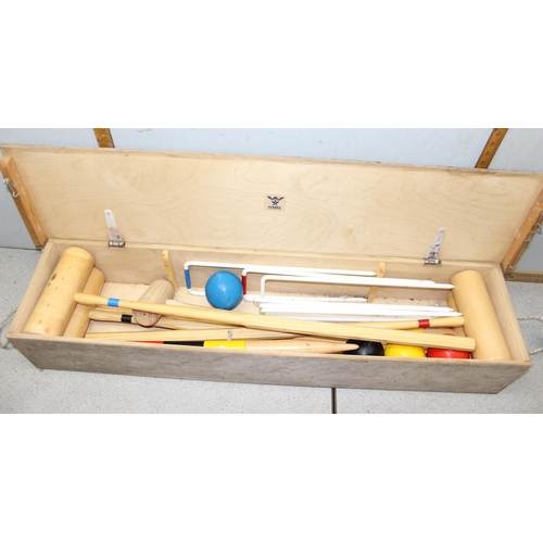 1500 - Wooden cased garden croquet set by Webex