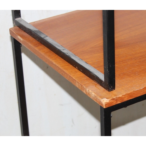 17 - A set of 3 vintage retro graduated tables with metal framed legs, the largest approx 84cm wide