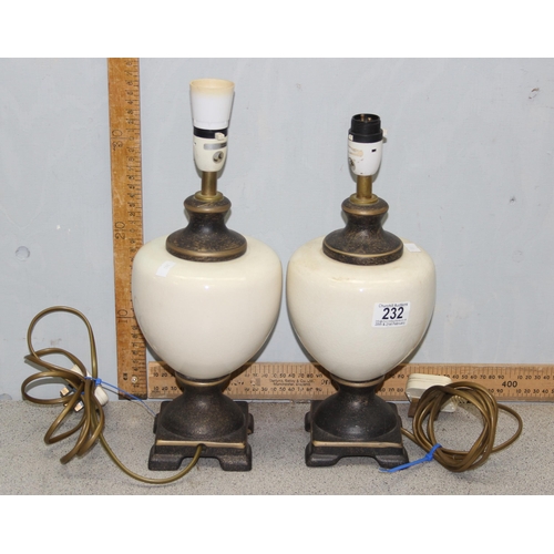 232 - A pair of decorative pottery lamp bases