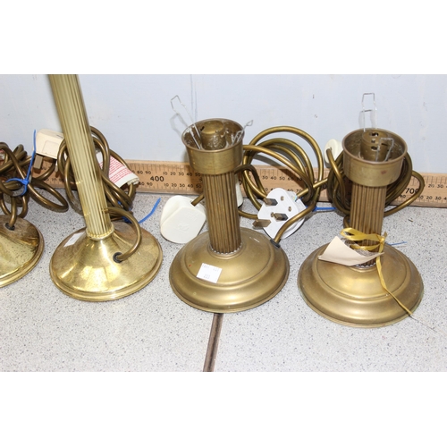 233 - 5 vintage column shaped brass table lamps