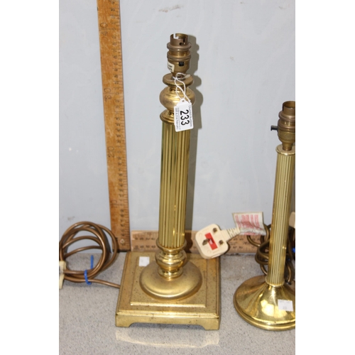 233 - 5 vintage column shaped brass table lamps