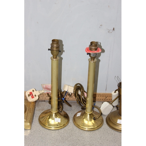 233 - 5 vintage column shaped brass table lamps